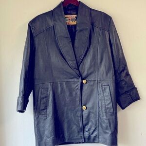 VINTAGE Genuine Leather Coat, Size M